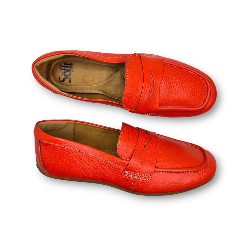 Söfft Women's Allie Leather Penny Loafer Size 6.5 Red Coral Comfort Flats